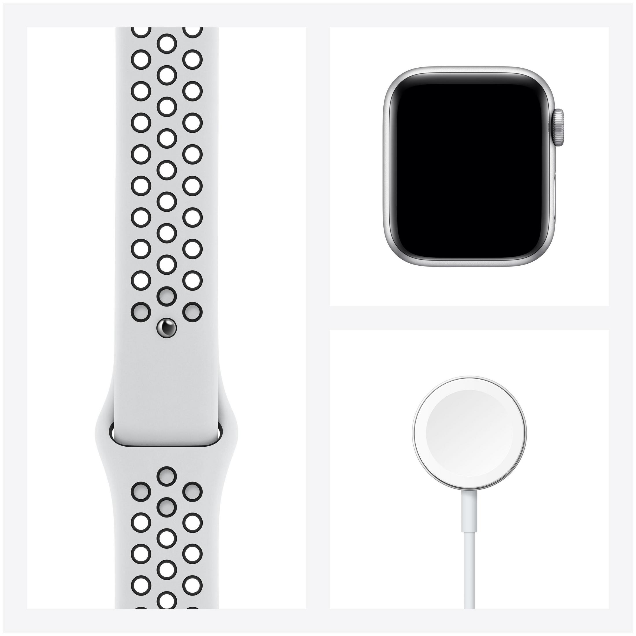 Smartwatch APPLE Watch Series 6 Nike (GPS + Cellular) 44mm Smartwatch Fluorelastomer, 140 | 220 mm, Silber/Schwarz - MediaMarkt Smartwatch APPLE Watch Series 6 Nike (GPS + Cellular) 44mm Smartwatch Fluorelastomer, 140 | 220 mm, Silber/Schwarz - MediaMarkt