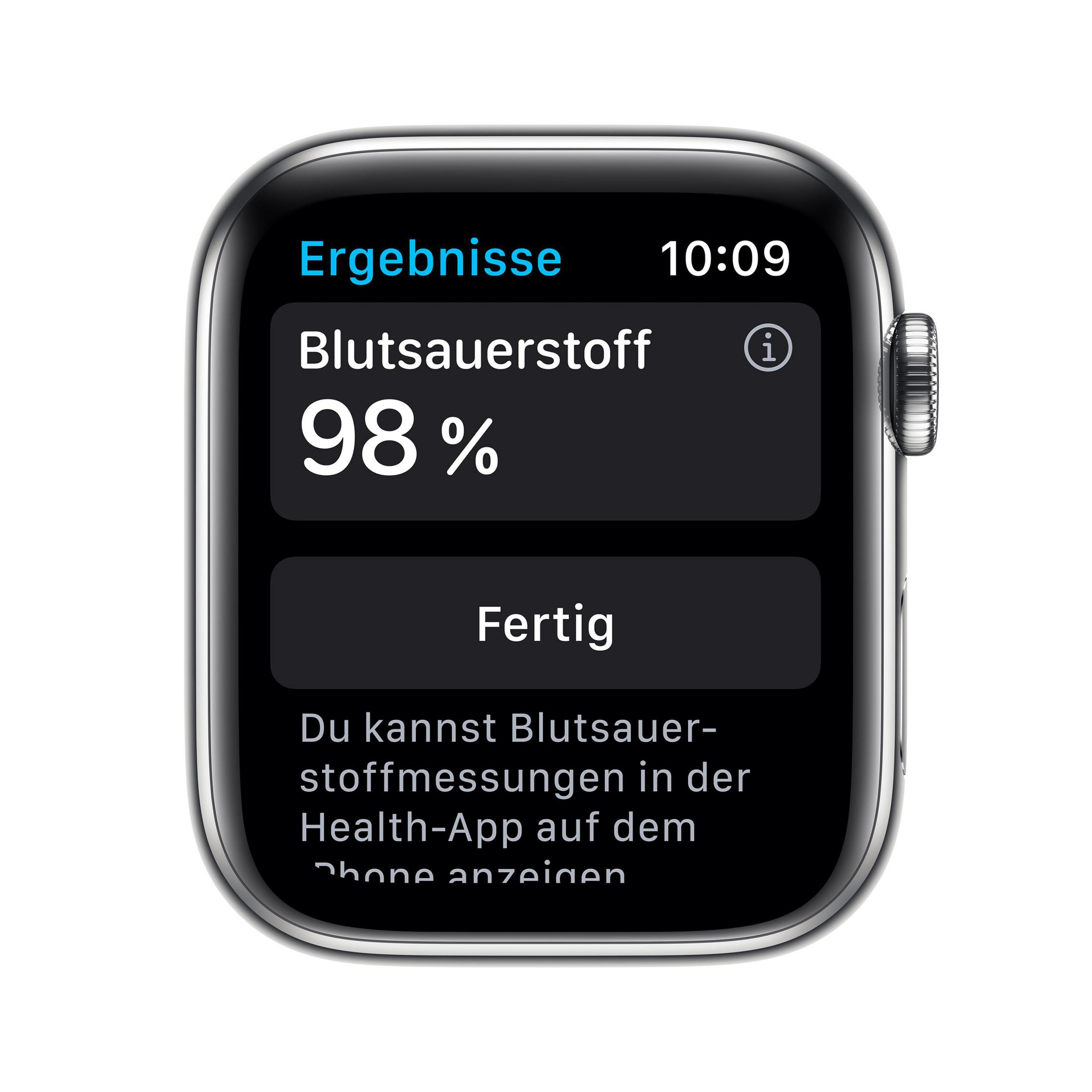 Apple Watch zeigt Blutsauerstoff mit 98% an.