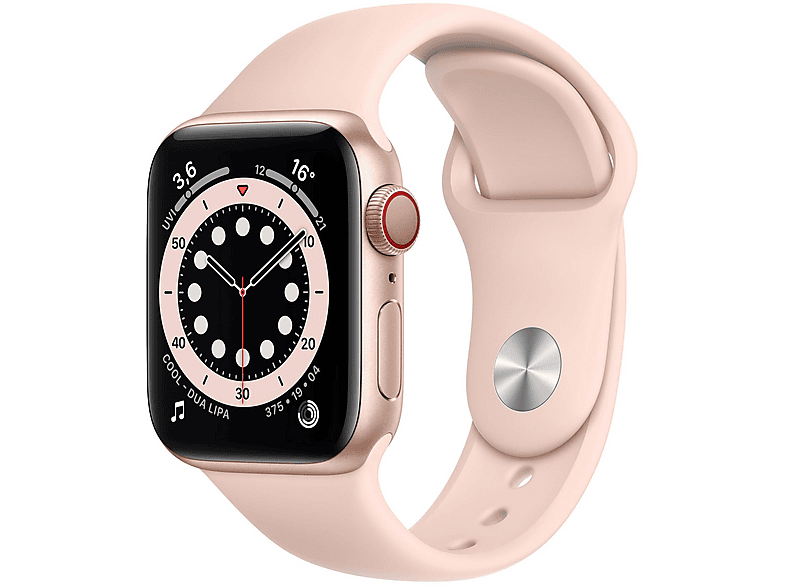 APPLE S6 GPS+CEL 40 GOLD ALU PINK SPORT Smartwatch Aluminium Fluorelastomer, 130 - 200 mm, Armband: Pink, Gehäuse: Gold
