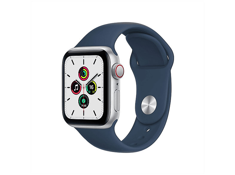 APPLE SE GPS+CEL40 MM SIL ABYSSBLUE SPORTREG Smartwatch Aluminium Fluorelastomer, 130 - 200 mm, Armband: Abyssblau, Gehäuse: Silber
