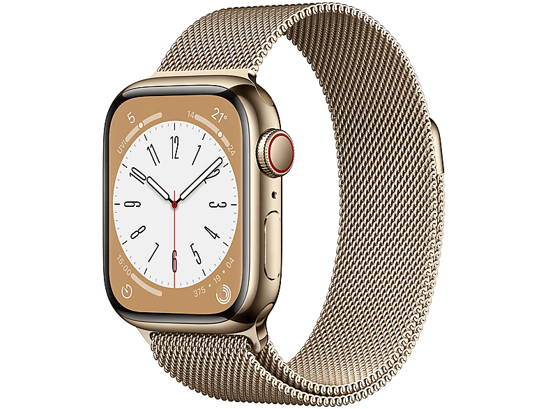 APPLE S8 GPS+CEL 41 GOLD STAINL ST W GOLD MILANESE Smartwatch Edelstahl Milanaise, 130 - 200 mm, Armband: Gold, Gehäuse: Gold