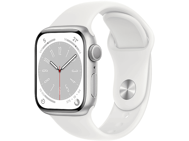 APPLE S8 SIL Aluminium W 41 200 Armband: ALU WHITE Silber Weiß, mm, Smartwatch SPORT Gehäuse: Fluorelastomer, - REG GPS+CEL 130