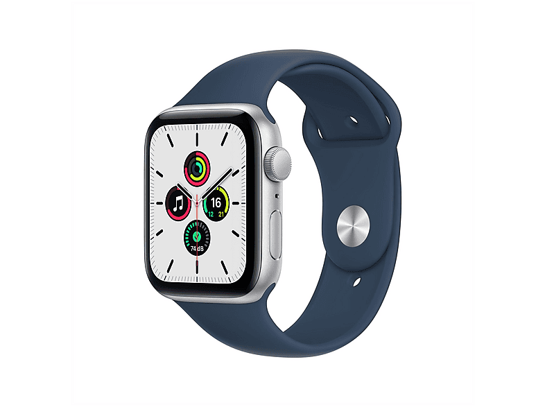 APPLE SE GPS 44 MM SIL ABYSS BLUESPORTREG Smartwatch Aluminium Fluorelastomer, 140 -220 mm, Armband: Abyssblau, Gehäuse: Silber