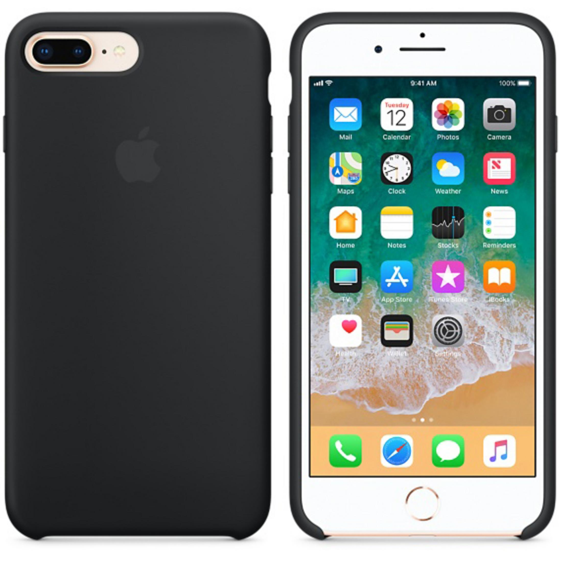 Un iPhone nero a sinistra in una custodia e un iPhone con la schermata iniziale aperta a destra.