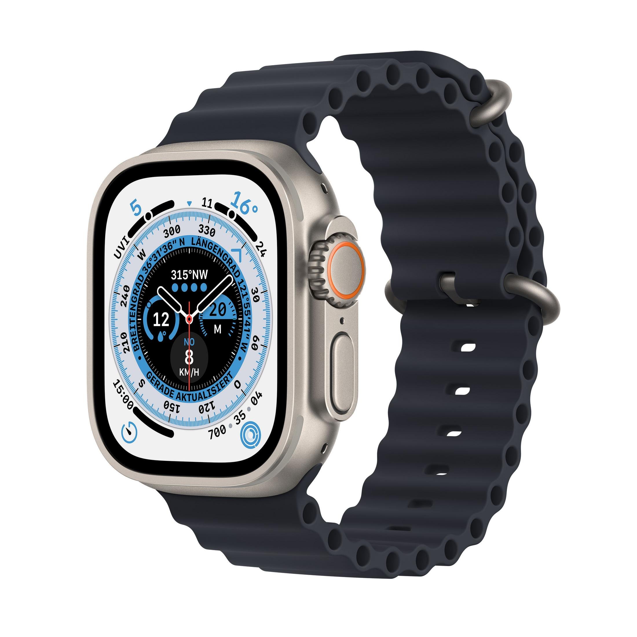 APPLE ULTRA GPS+CEL 49 TIT W MIDN OCEAN Smartwatch Titan Elastomer 