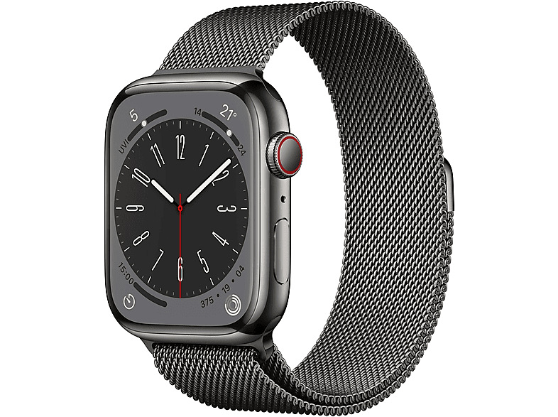 S8 220 45 140 GPS+CEL - Edelstahl mm, STAINL APPLE Graphit Armband: W Smartwatch Milanaise, ST GRAP Graphit, GRAP Gehäuse: MILANESE