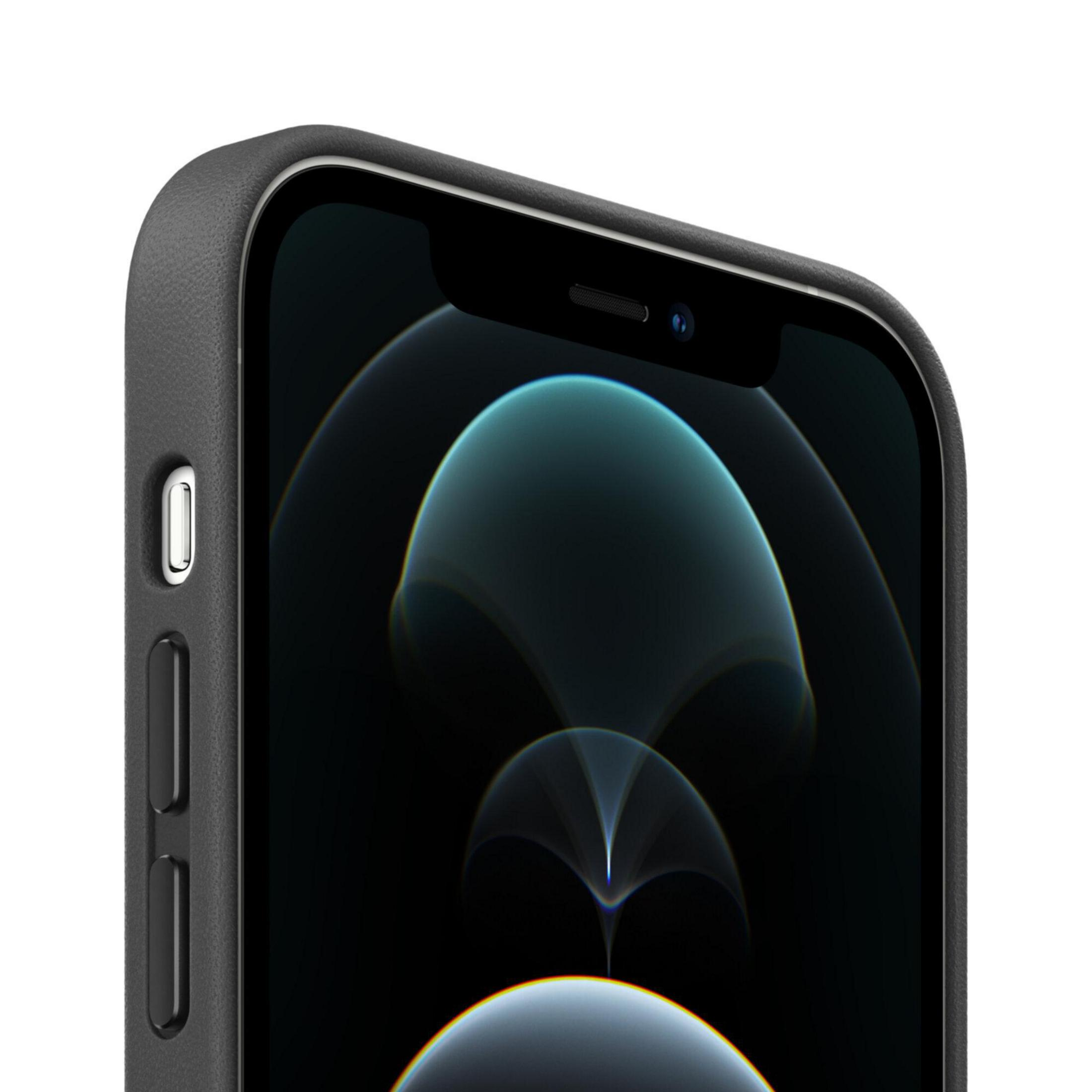 Close-up of the upper-left corner of a black smartphone with a dark screen and a black case.