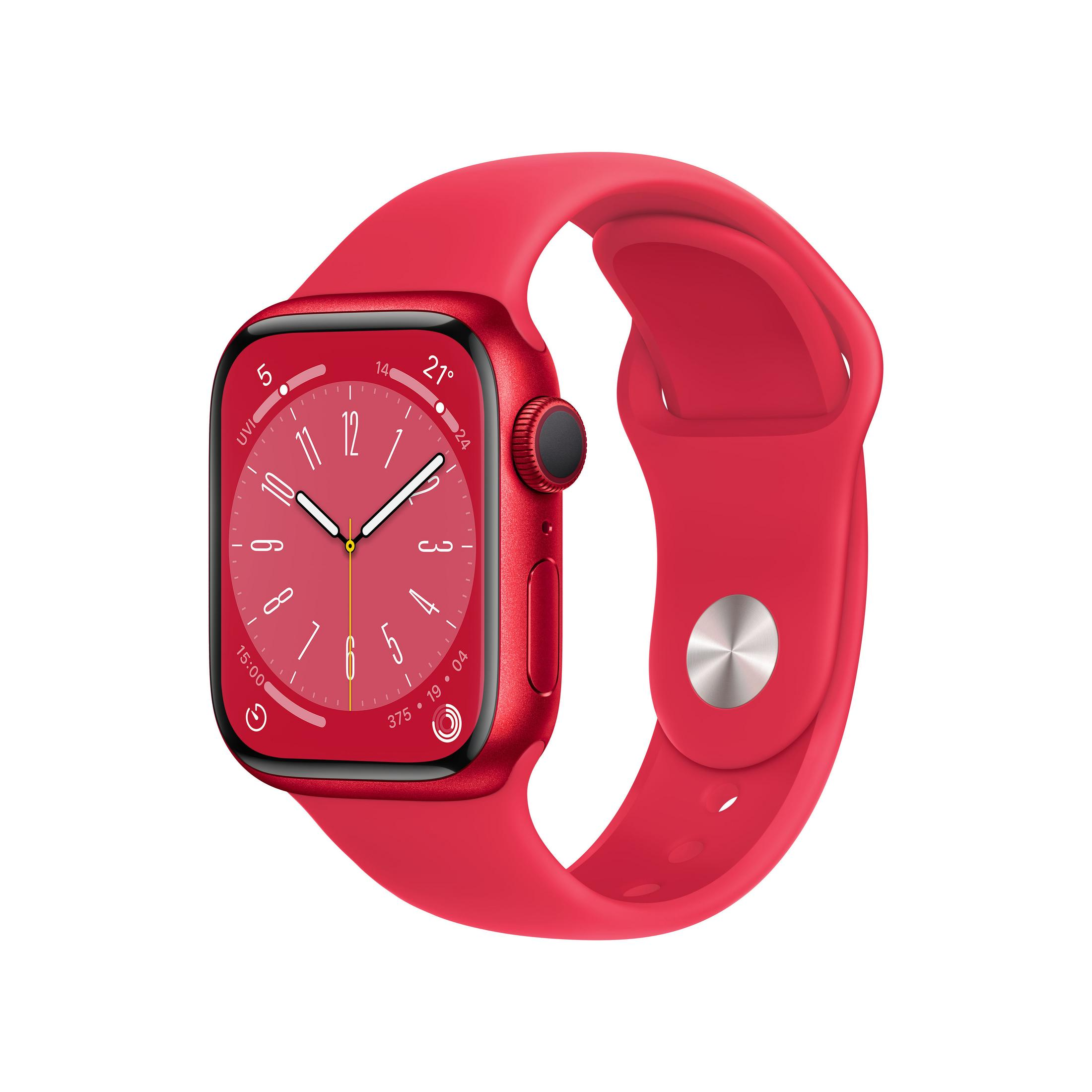 APPLE S8 REG 41 Aluminium (PRODUCT)RED Armband: 130 Fluorelastomer, W GPS ALU Gehäuse: (PRODUCT)RED, SPORT mm, - RED 200 Smartwatch RED