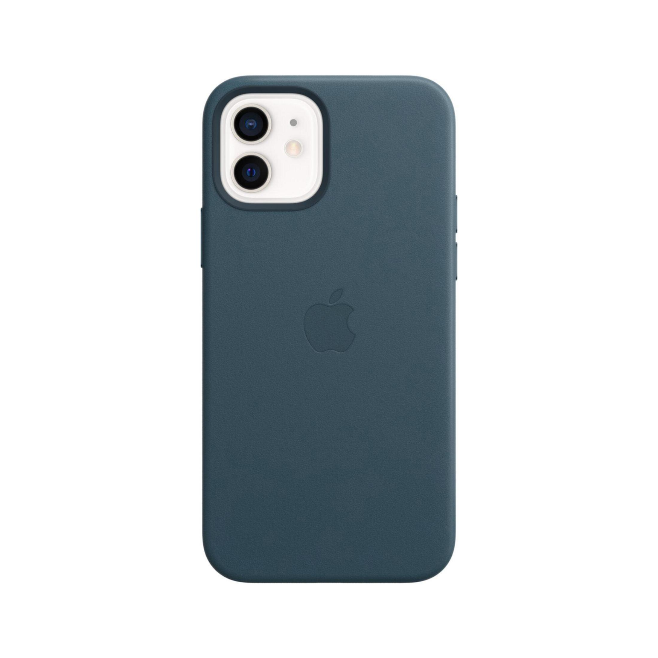 Blaue iPhone-Hülle mit einem Apple-Logo. Die Hülle hat eine glatte, schlanke Textur.