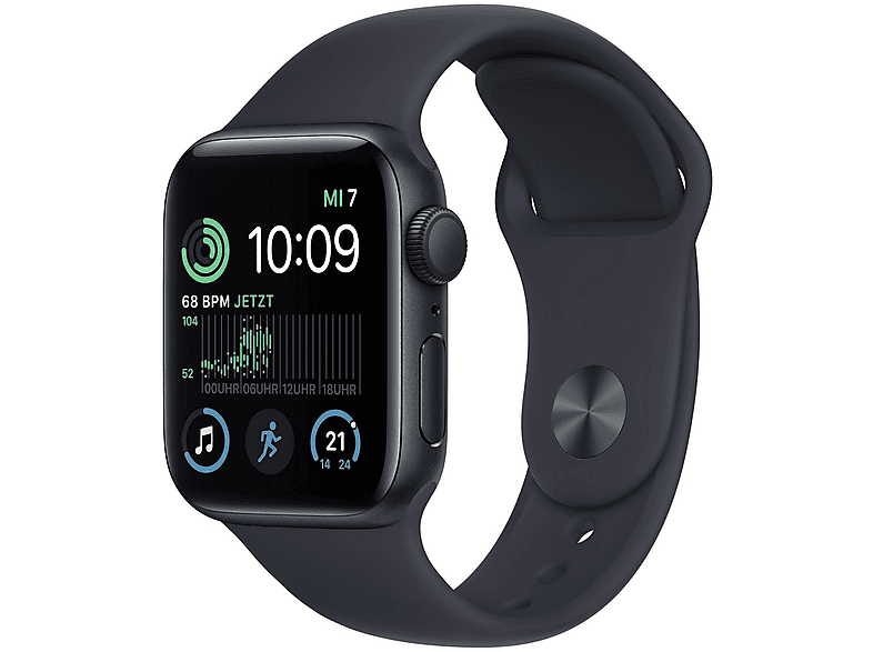APPLE SE GPS 40 MIDN ALU W MIDN SPORT REG Smartwatch Aluminium Fluorelastomer, 130 - 200 mm, Mitternacht