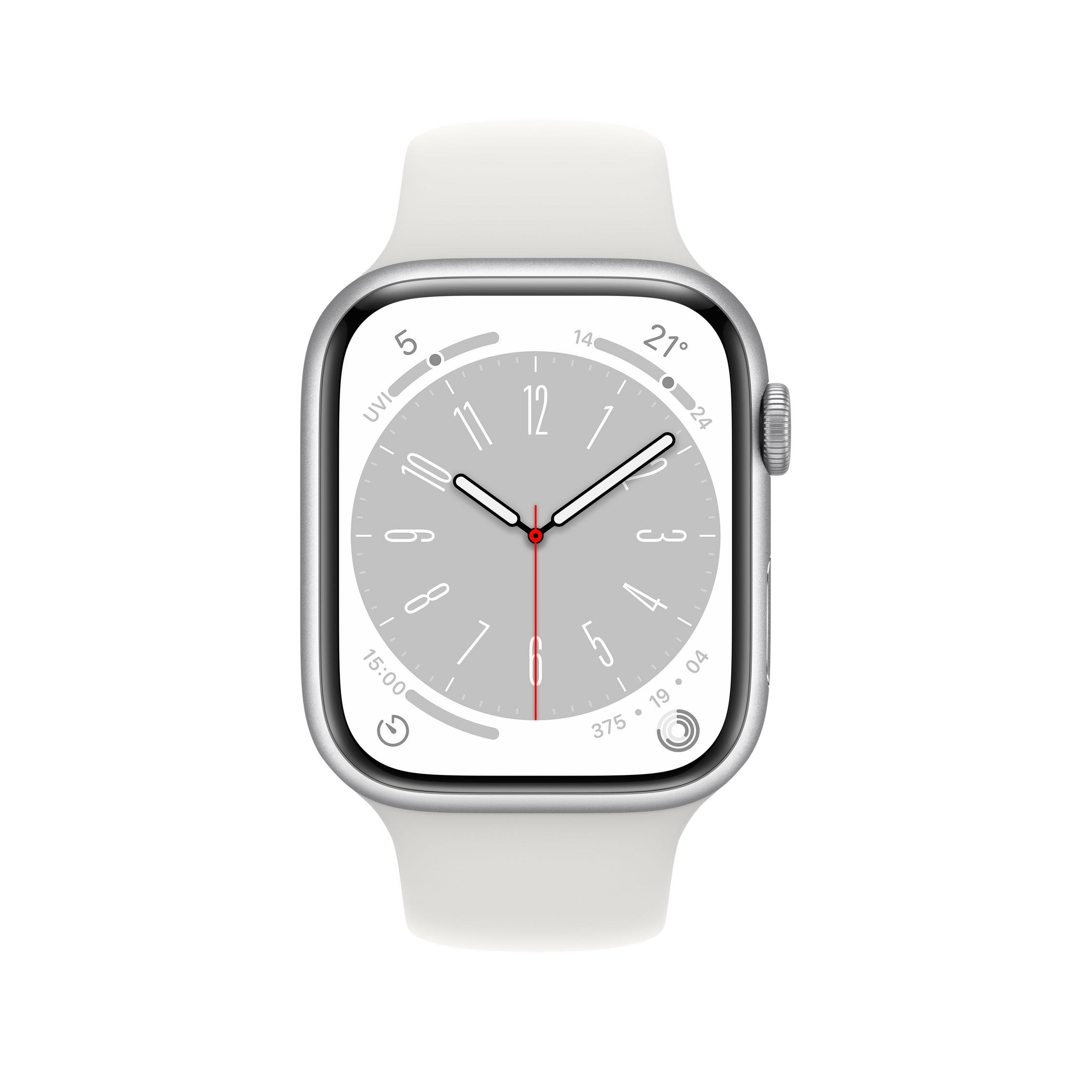 REG Weiß, Smartwatch SIL mm, W S8 Silber WHITE ALU SPORT - 220 Gehäuse: APPLE 140 45 Fluorelastomer, GPS+CEL Armband: Aluminium