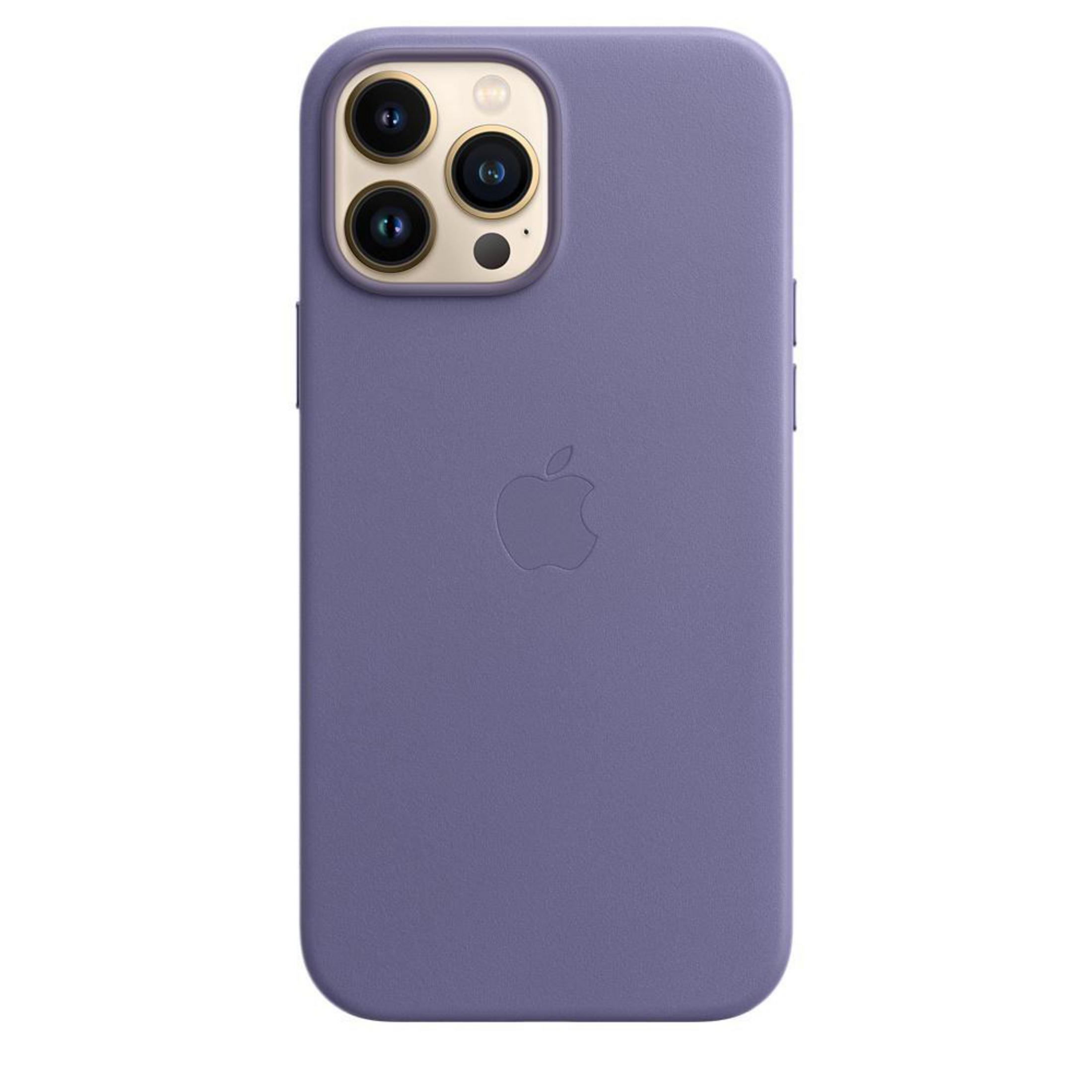 A purple iPhone with a case, showing the back.