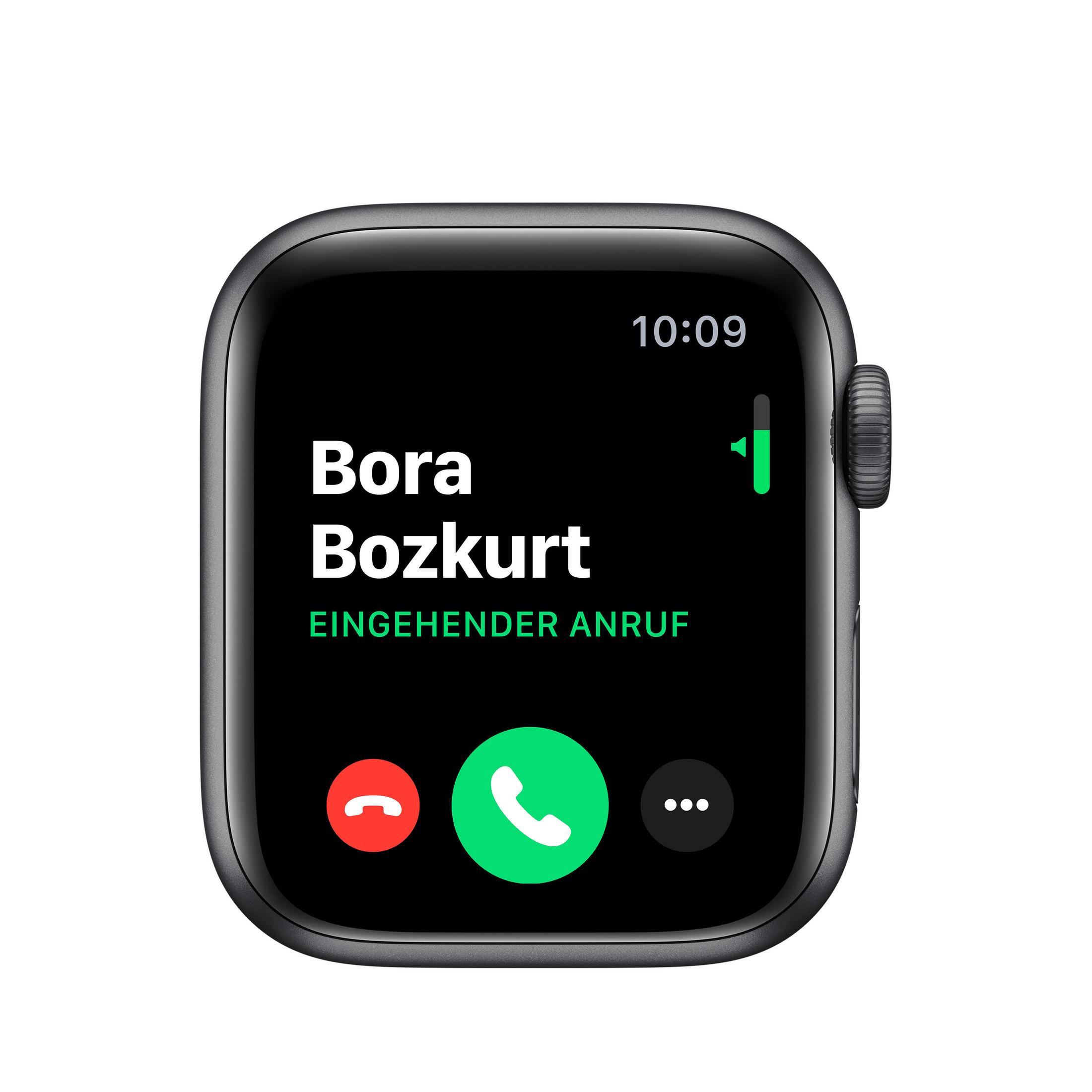 Smartwatch zeigt einen eingehenden Anruf von Bora Bozkurt mit Optionen zum Annehmen oder Ablehnen.
