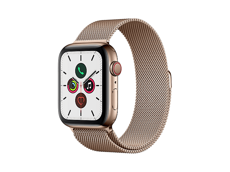 APPLE S5 GPS+CELL 44MM GOLD STEEL GOLD MILANESE LOOP Smartwatch Edelstahl Edelstahl, 140 - 200 mm, Armband: Gold Milanaise, Gehäuse: Edelstahl Gold