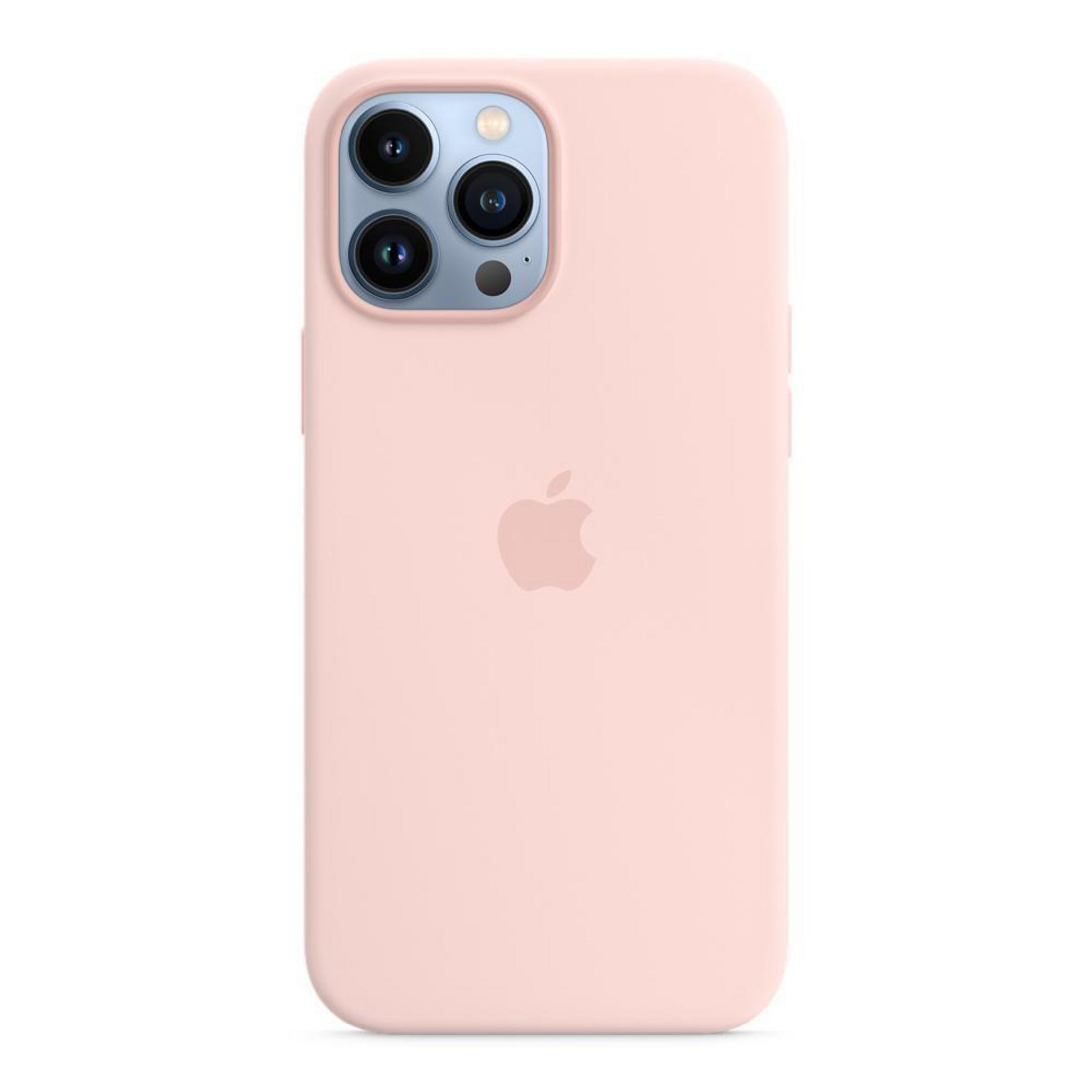 Roze iPhone hoesje met drie cameralenzen en het Apple logo.