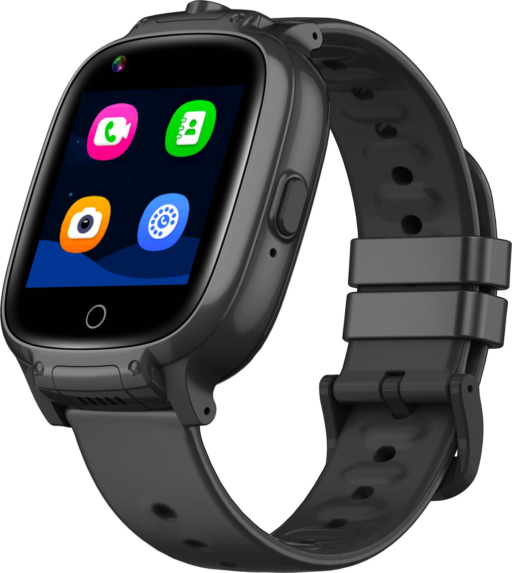 Gummi, Schwarz Twin Kids 4G ELECTRONICS Smartwatch Schawrz + Kunststoff GARETT Smartwatch Metall