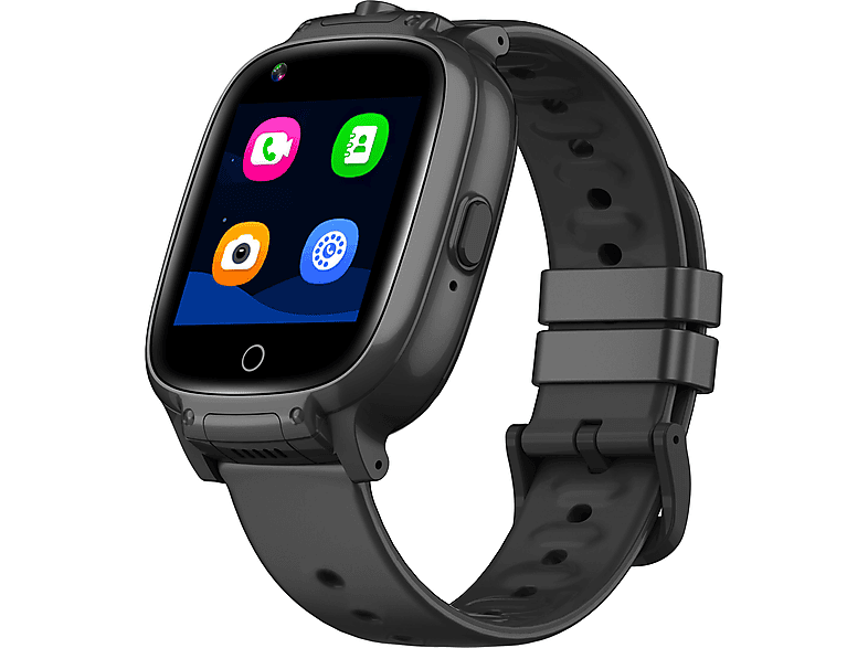 Schwarz Kunststoff + Metall Twin GARETT 4G Smartwatch Gummi, Smartwatch Kids Schawrz ELECTRONICS