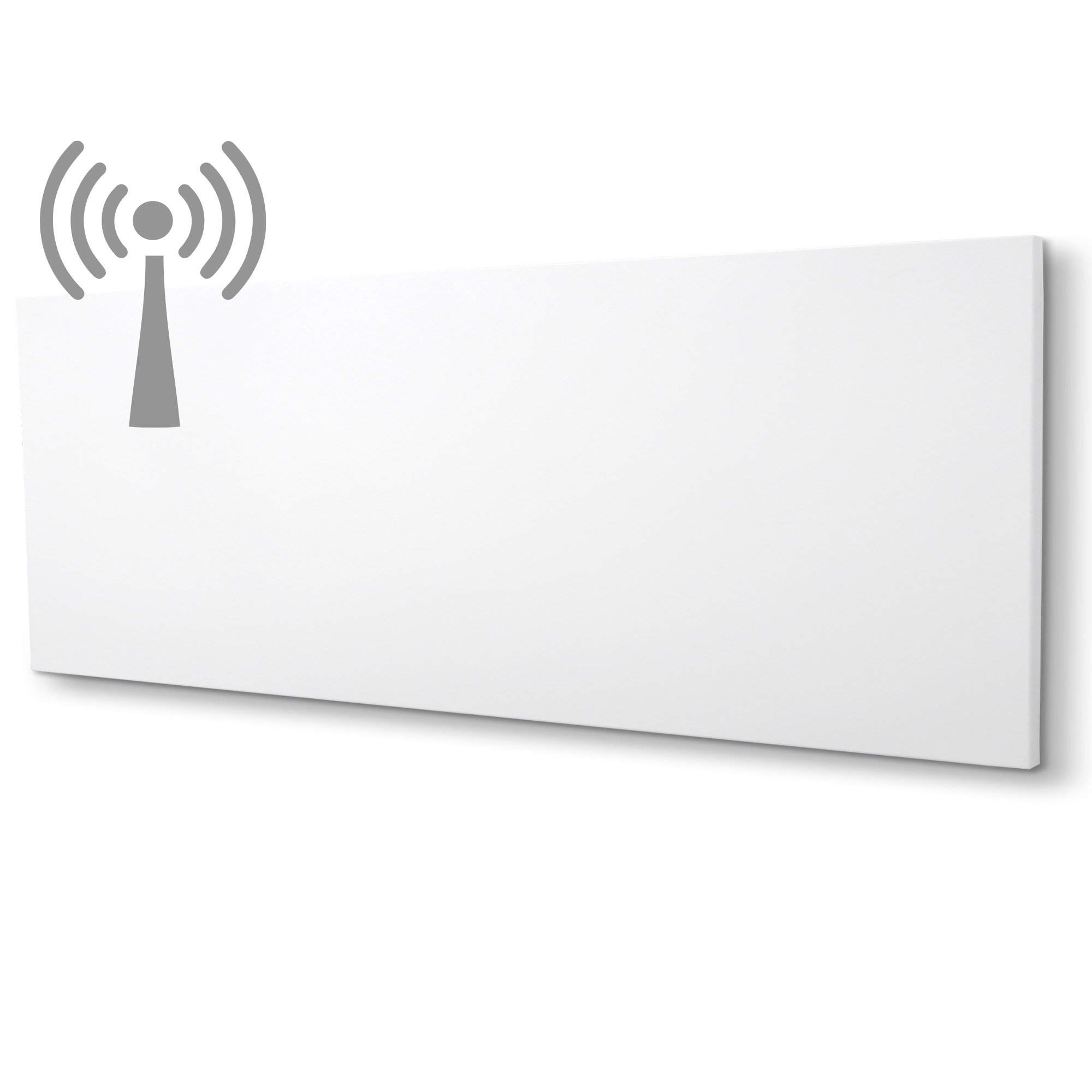 Weißes rechteckiges Panel mit einem WLAN-Signal-Symbol.