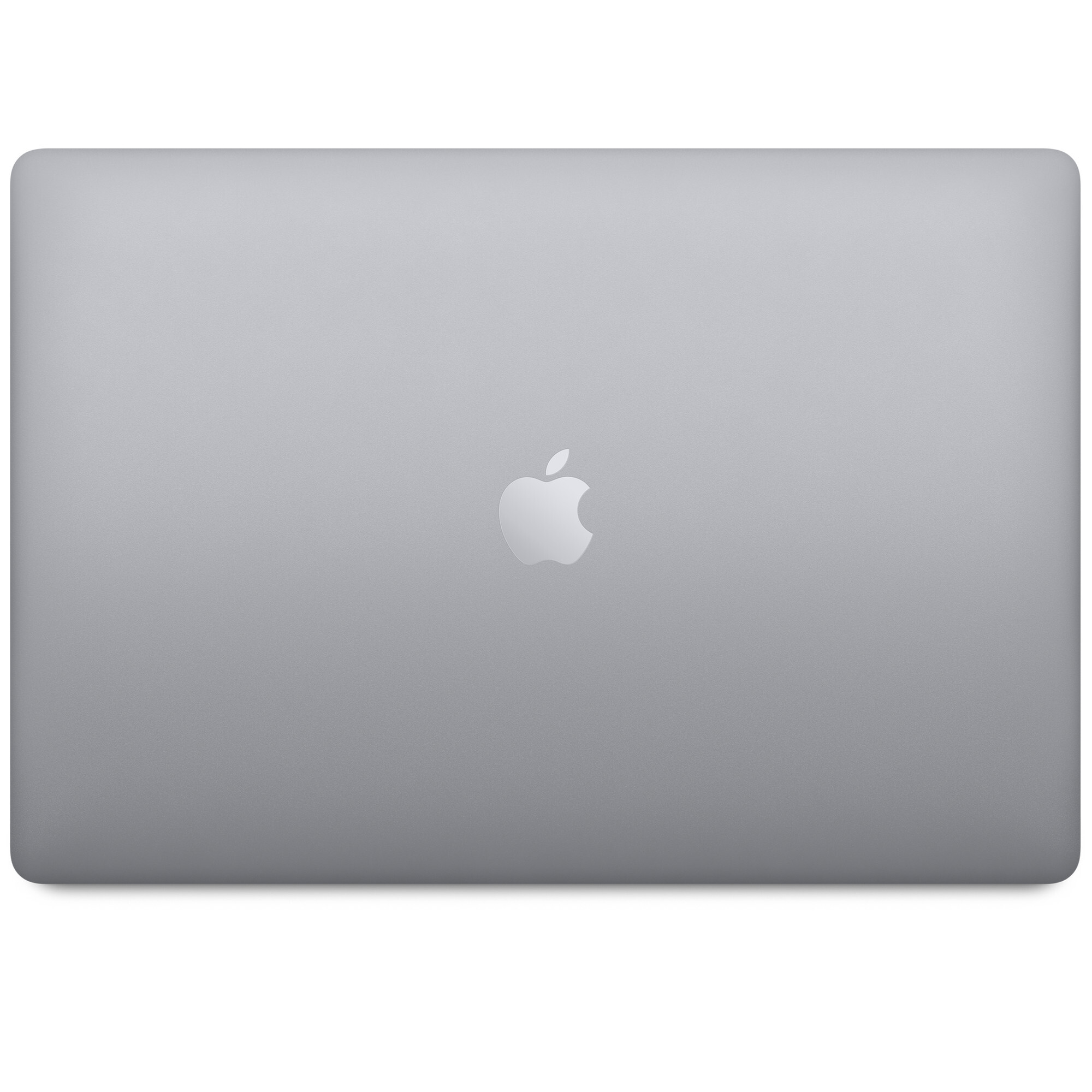 Laptop plateado cerrado, logo de Apple en el centro.