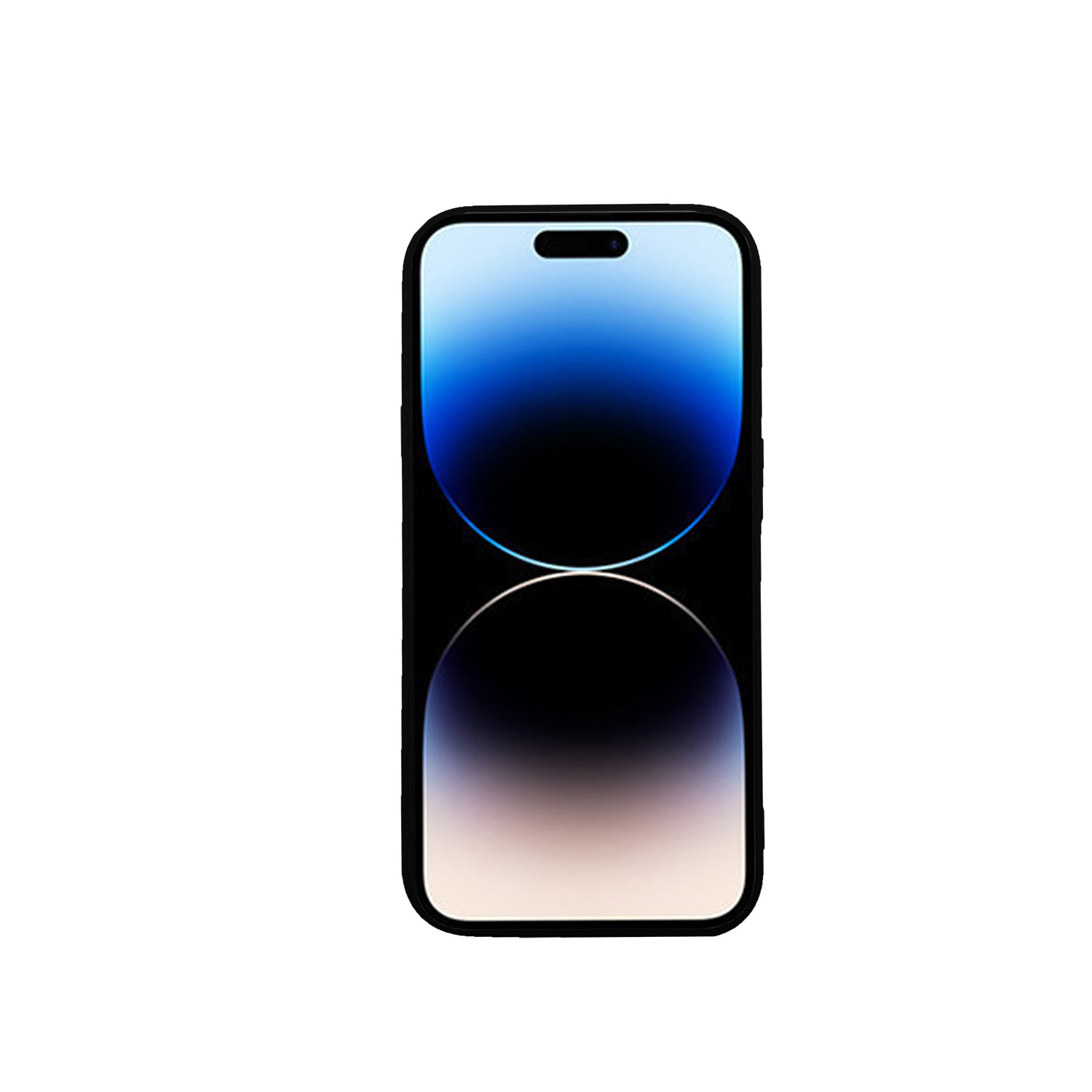 Schwarzes Smartphone mit blauem und weißem Farbverlauf auf dem Bildschirm.
