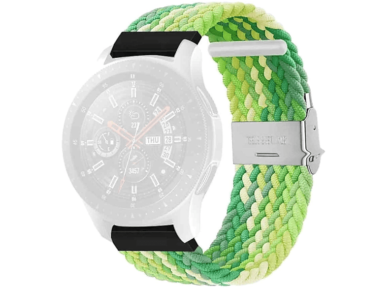 WIGENTO Nylon Design 5 Watch 5 46 / Samsung, Pro / 42 44 43 Grün Galaxy Sport mm, 4 / 6 mm Watch / 45mm / Watch mm 6 Classic 47 Ersatzarmband, 40 Band, / 4