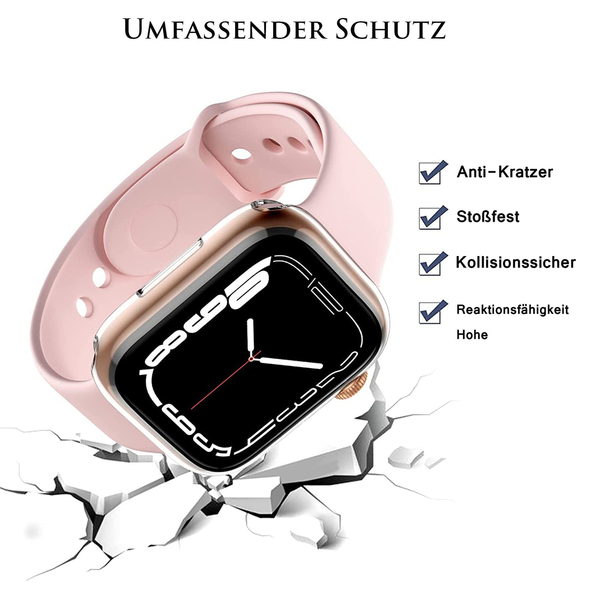 Smartwatch Apple, Smartwatch-Hülle DIIDA durchsichtig 44mm, Schutzfolien, Watch7/8,Transparent,44mm, Schutzhülle für Apple