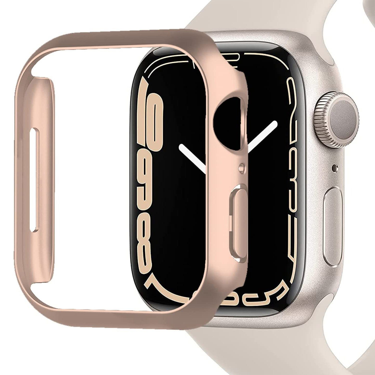 DIIDA Smartwatch-Hülle Schutzhülle, 45mm 1-7,Mit gehärteter Schutzfolien, Smartwatch Folie, Watch für Apple Series Rotgold 45mm, Apple