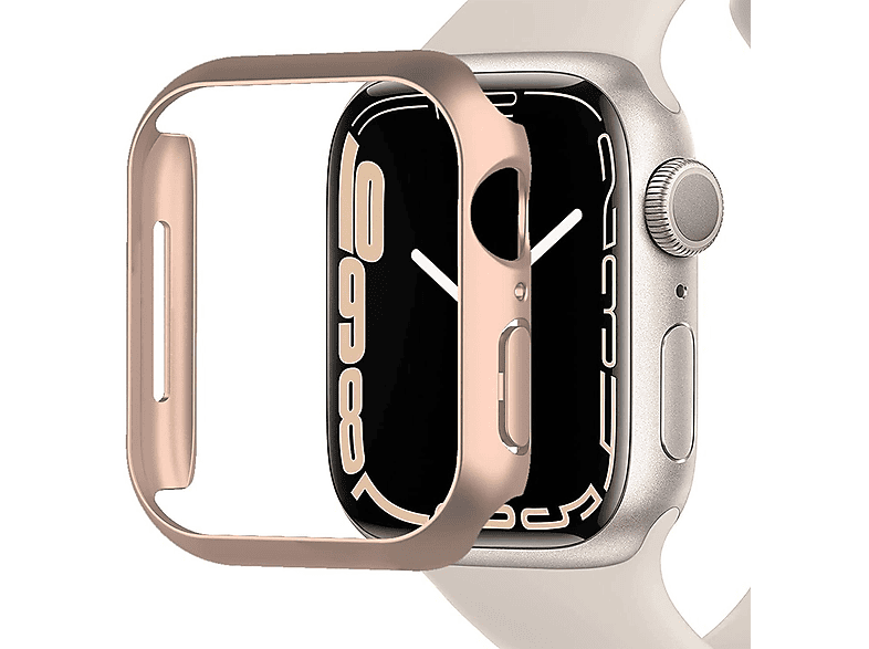 DIIDA Schutzhülle für Apple Watch Series1-7 44mm Zubehör,Mit gehärteter Folie, Smartwatch Schutzfolien, Apple, 44mm, Rotgold