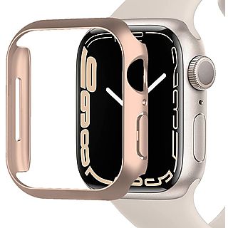 KINSI Smartwatch-Hülle Schutzhülle, 45mm für Apple Watch Series 1-7,Mit gehärteter Folie, Smartwatch Schutzfolien, Apple, 45mm, Rotgold