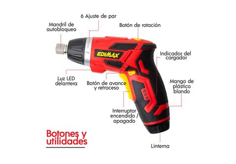 Atornillador eléctrico - EDIM-0050 EDIMAX, Rojo
