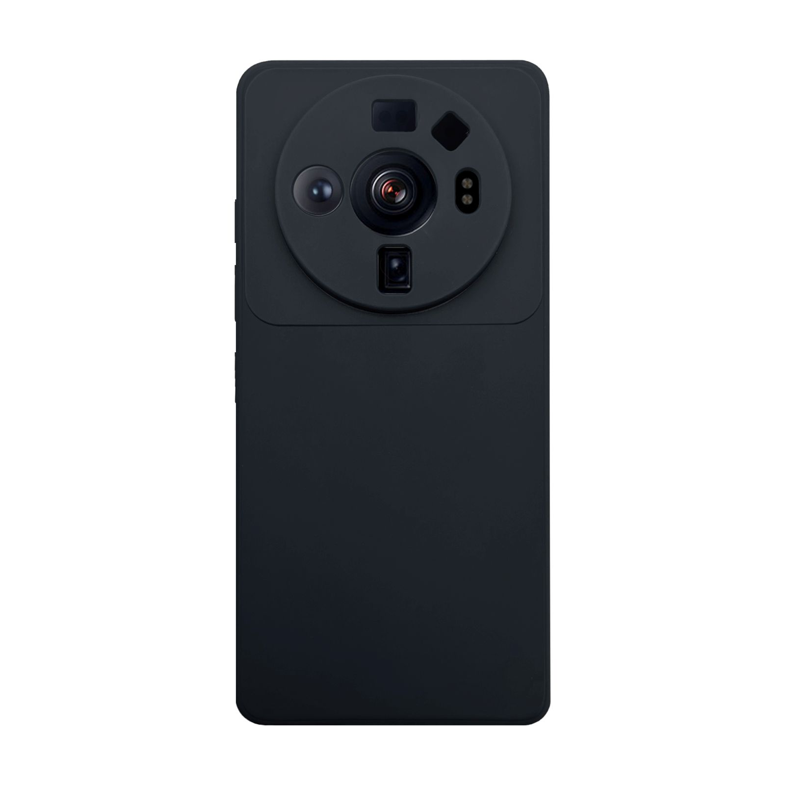Schwarzes Smartphone mit großem kreisförmigen Kameramodul.