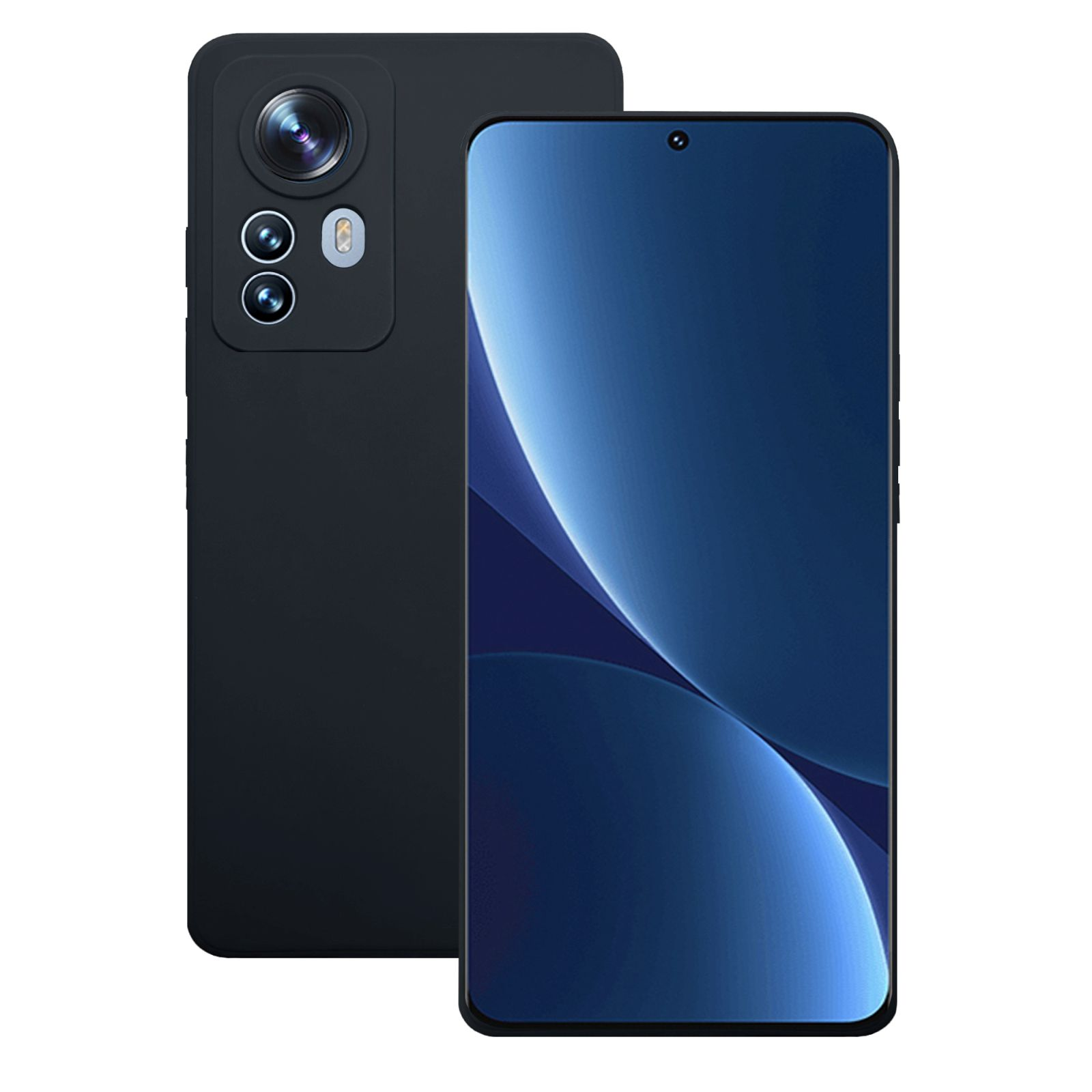 Schwarzes Smartphone mit Kamera und zwei zusätzlichen Rückseiten.
