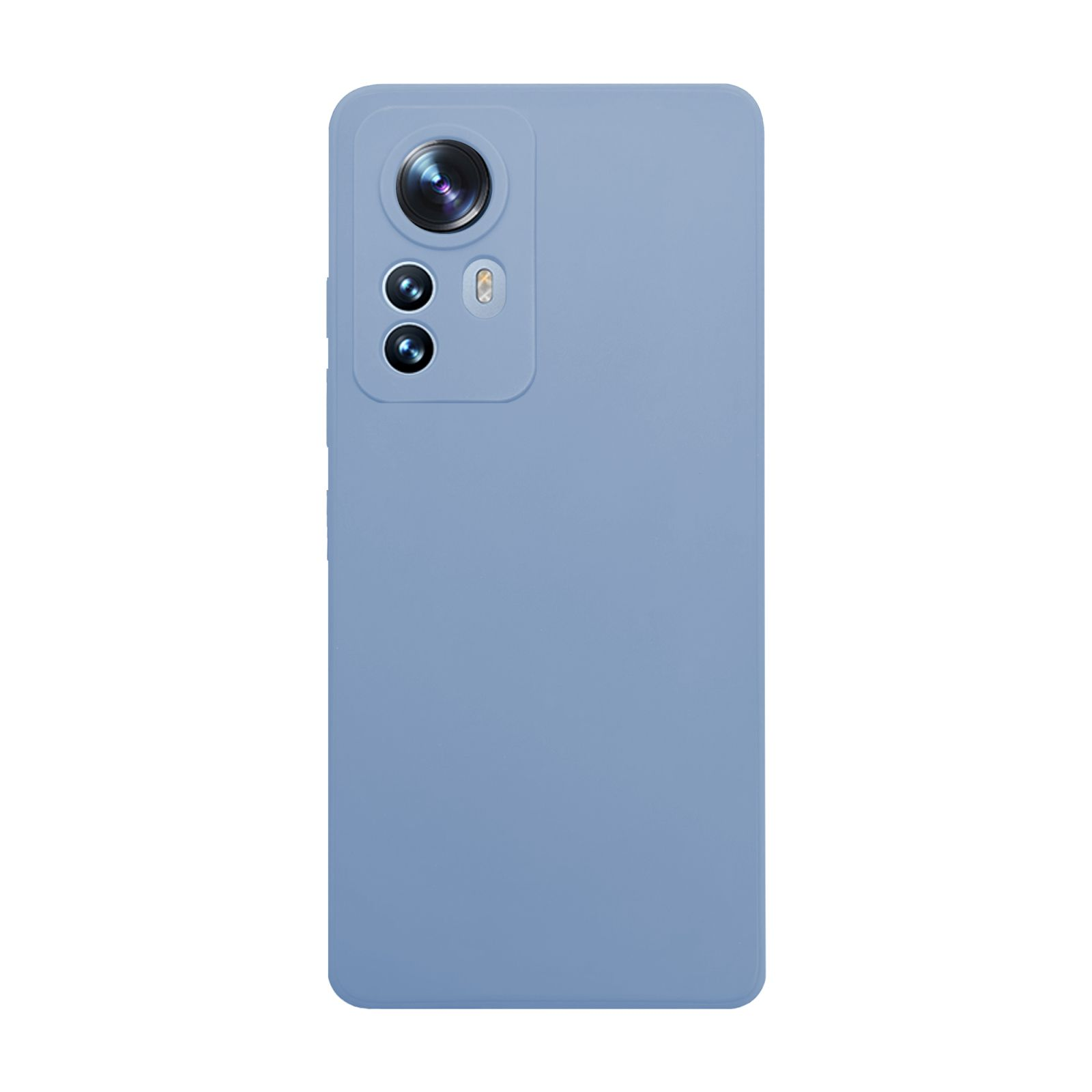 Hellblaue Handyhülle mit Kameraausschnitt. Glatte Oberfläche, modernes Design.