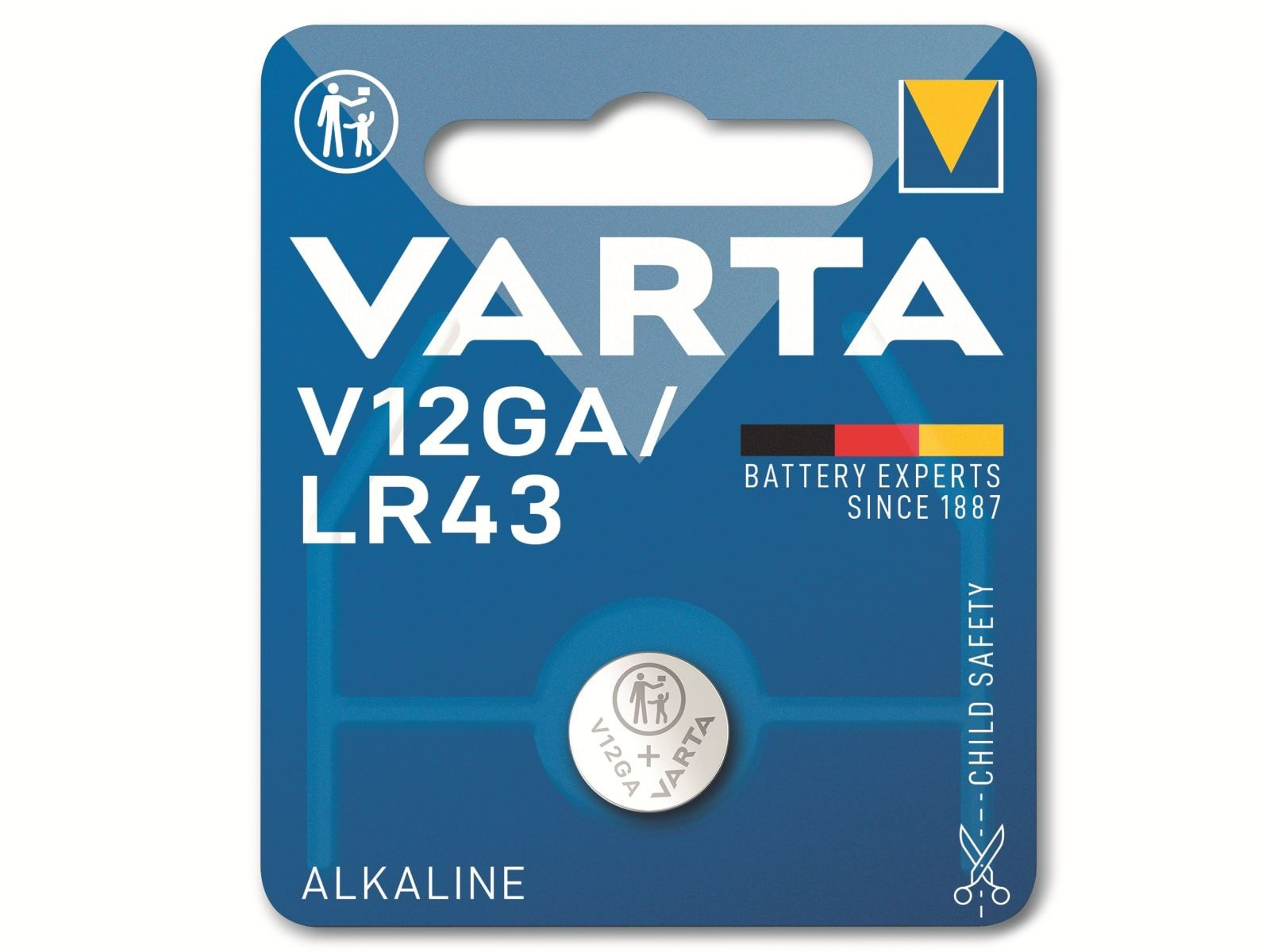 VARTA Electronics LR43 Distancia Volt, Mando Ah AlMn, Fotobatterie, Blister) 1.5 1,5V V12GA 0.08 (1er Fotobatterie