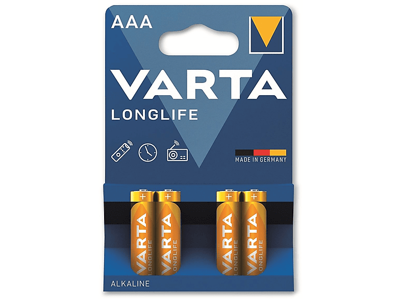 VARTA Longlife Micro AAA 4103 Batterie, Batterie Blister) 1.5 Volt, (4er distancia Ah Mando 1.2 AlMn