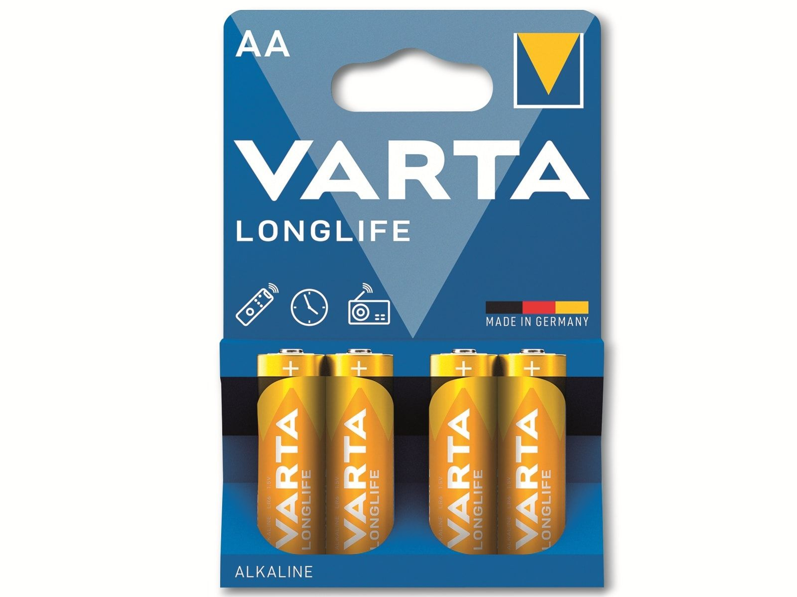 VARTA Longlife Batterie (4er Batterie, Volt, AA Ah Mando 2.8 Mignon Blister) distancia 4106 AlMn, 1.5