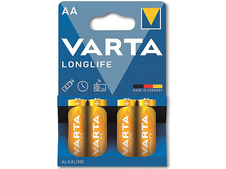 VARTA Longlife Mignon AA Batterie 4106 (4er Blister) Mando distancia Batterie, AlMn, 1.5 Volt, 2.8 Ah