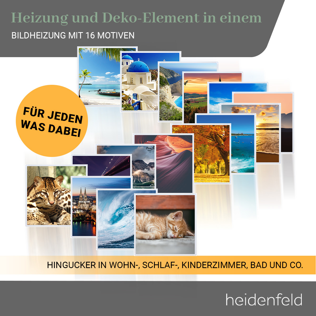 HEIDENFELD HF-HP105 Sonnenaufgang 19 (800 Watt, Infrarotheizung m²) Raumgröße
