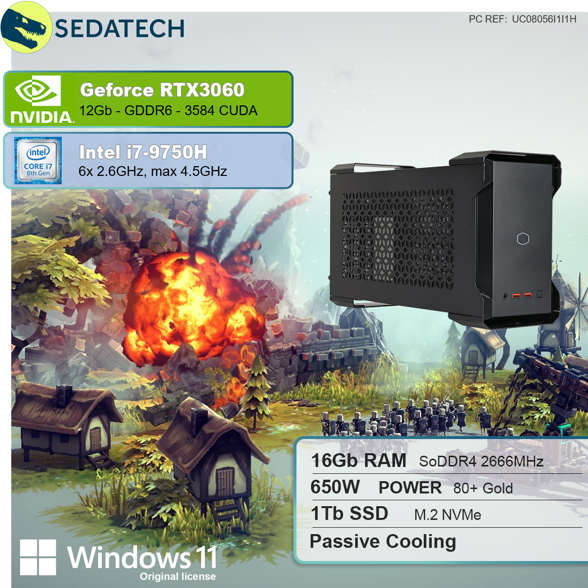 GB NVIDIA PC 11 3060, GeForce Windows i7 Gaming RAM, Home GB i7-9750H, 12 SSD, mehrsprachig, Core™ Intel GB 16 RTX™ Intel® SEDATECH mit 1000 Prozessor,
