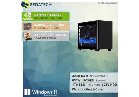 Sedatech - Pack PC Gamer • AMD Ryzen 9 5900X • RTX4060Ti • 32Go