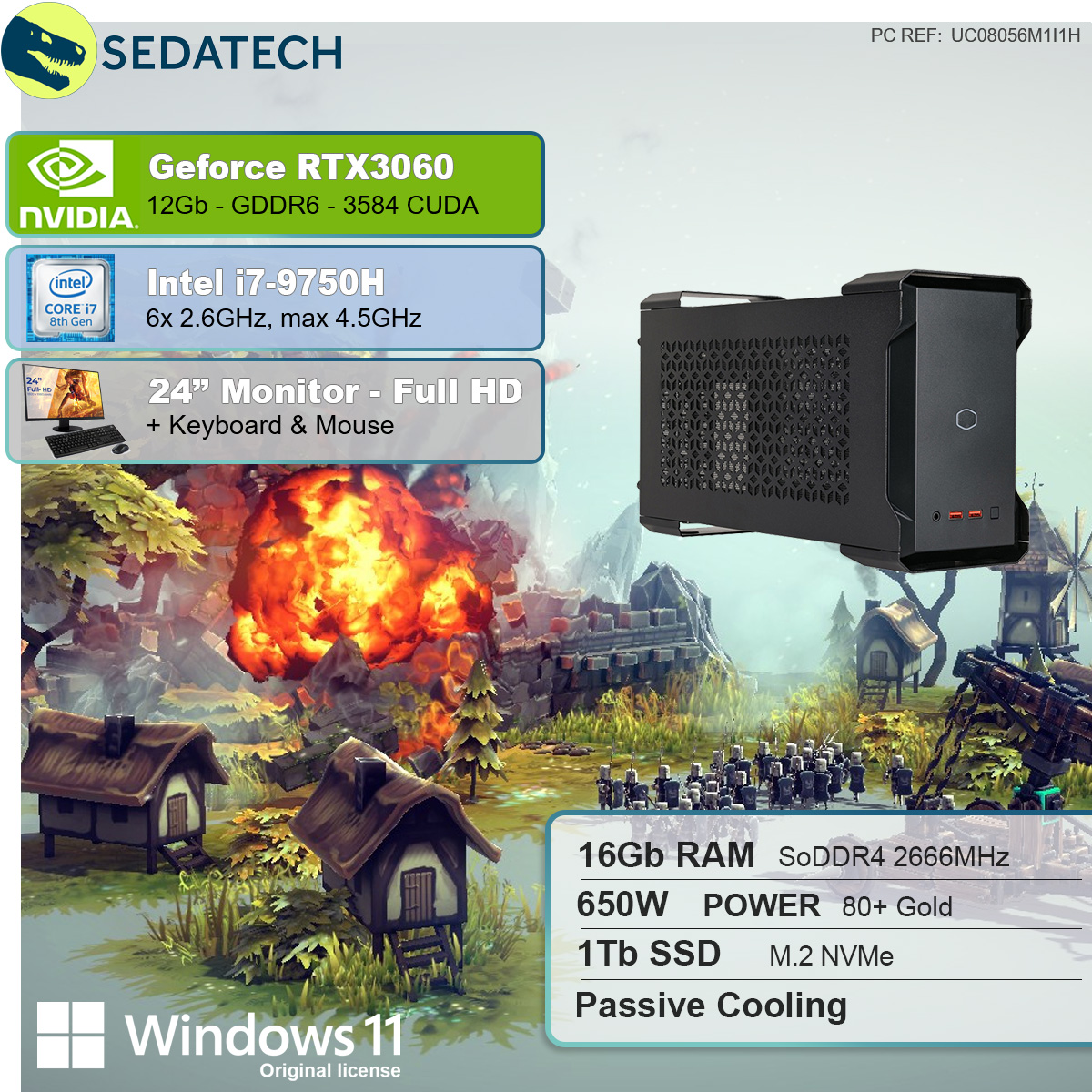 Intel GB Gaming Prozessor, GB Intel Geforce 12 PC GB SEDATECH RAM, 1000 16 i7-9750H i7-9750H, SSD, RTX3060, mit