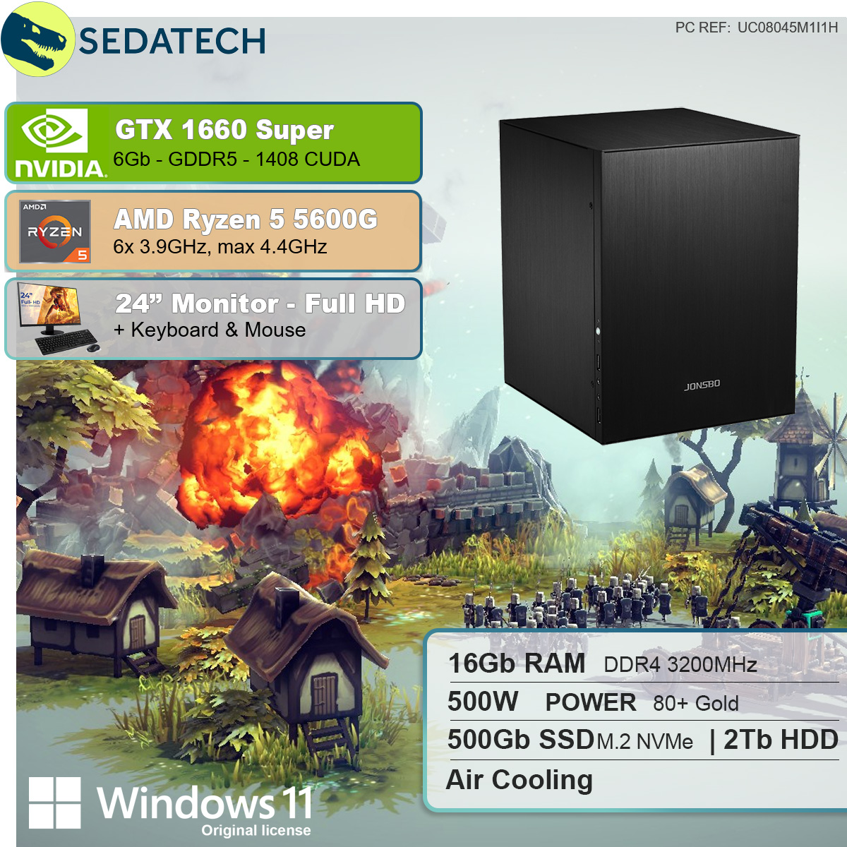 SEDATECH AMD Ryzen Super, 16 5600G, PC GB AMD Geforce RAM, Ryzen 5600G mit 6 GB SSD, 5 Gaming Prozessor, GB 500 GTX1660 HDD, GB 2000 5