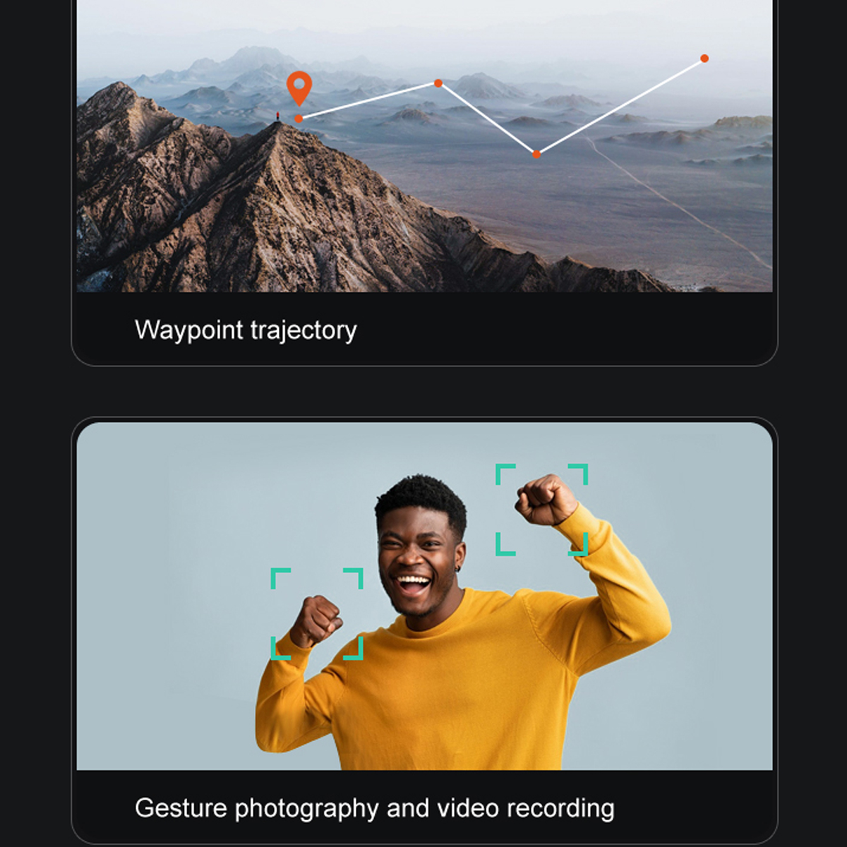 Bild zeigt Berglandschaft und Gesten zur Fotografie.