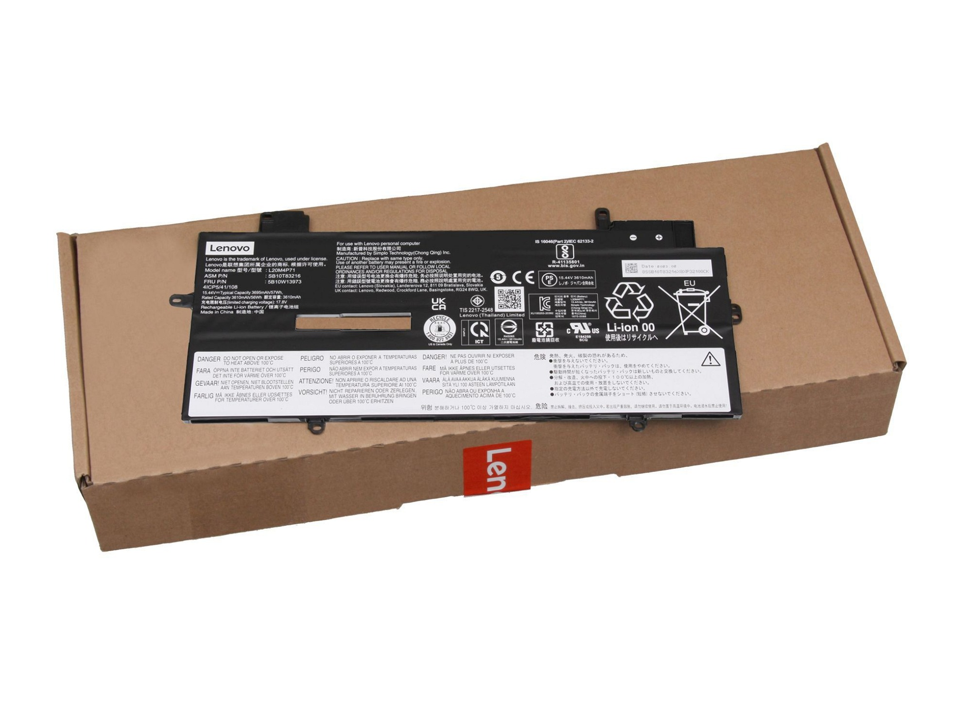 Li-Polymer 3695 15.44 Akku, mAh Original SB10T83218 Volt, LENOVO