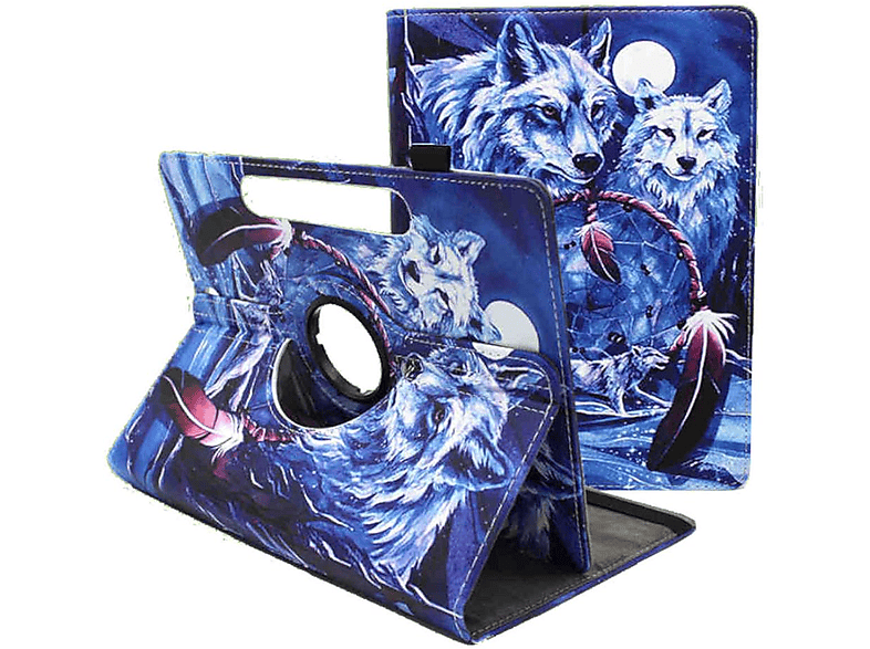 WIGENTO Universelle 360 Grad Rotation aufstellbare Motiv Tasche Tablethülle Full Cover für Samsung Kunststoff / Silikon / Kunstleder, Blau mit Druck