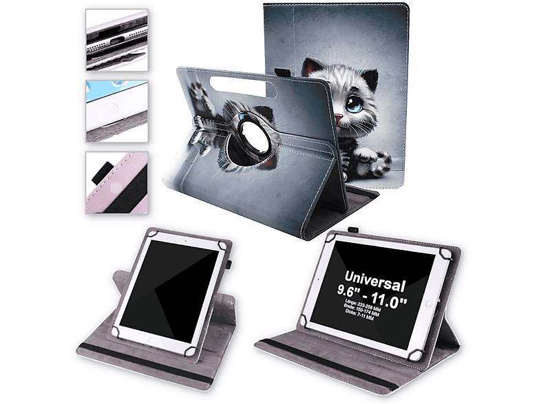 Wigento Tablet Hülle Für Honor Pad X9/X8 – 360° Drehbar, Kunstleder Mit Motiv, Aufstellbar