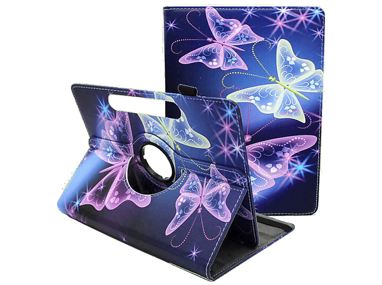 WIGENTO Universelle 360 Grad Rotation aufstellbare Motiv Tasche Tablethülle Full Cover für Samsung Kunststoff / Silikon / Kunstleder, Lila mit Druck
