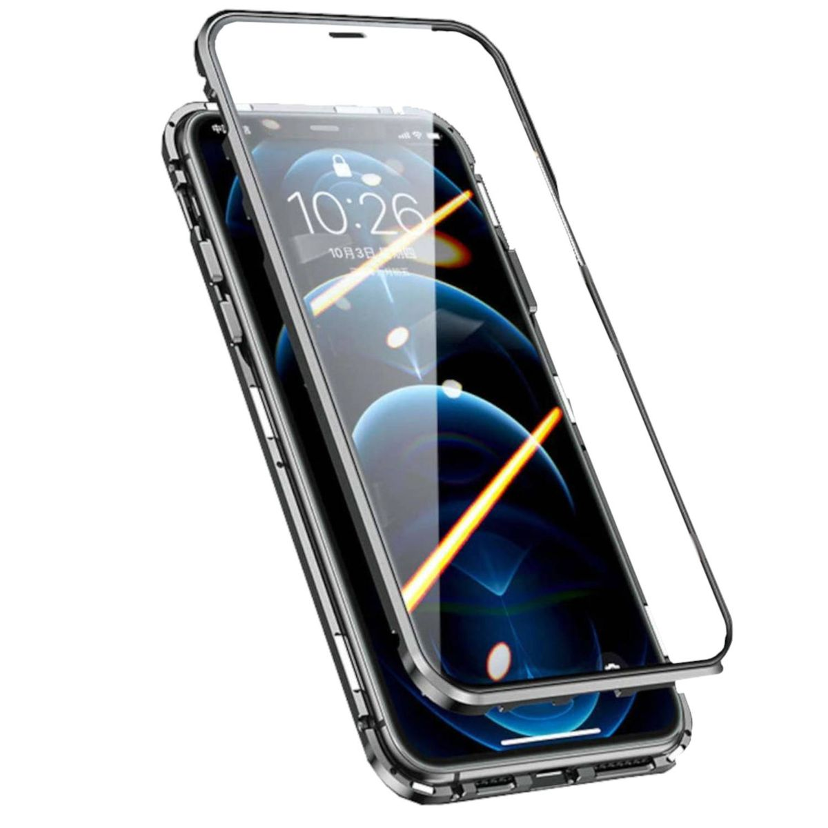 WIGENTO 360 Grad Magnet Glas Max, 13 Schwarz Schutz iPhone Full Pro Cover, Apple, Hülle