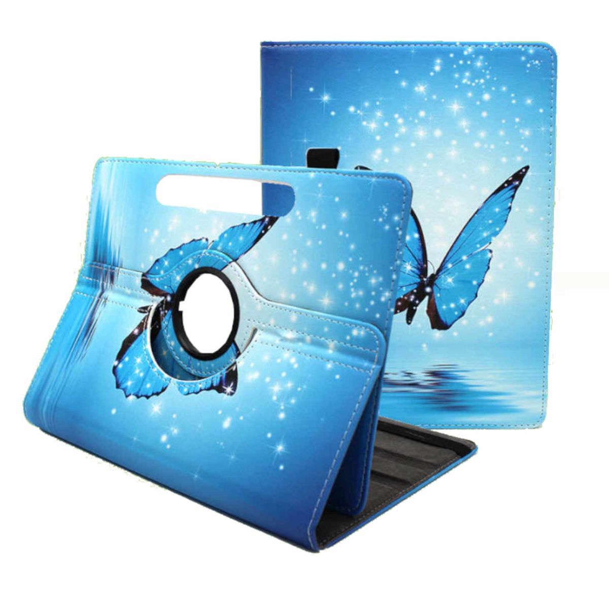 Kunstleder, Leder Muster Blau / Kunststoff mit Full Cover aufstellbare für Grad / Motiv Xiaomi WIGENTO Tasche Rotation Silikon 360 Tablethülle Kunst Druck