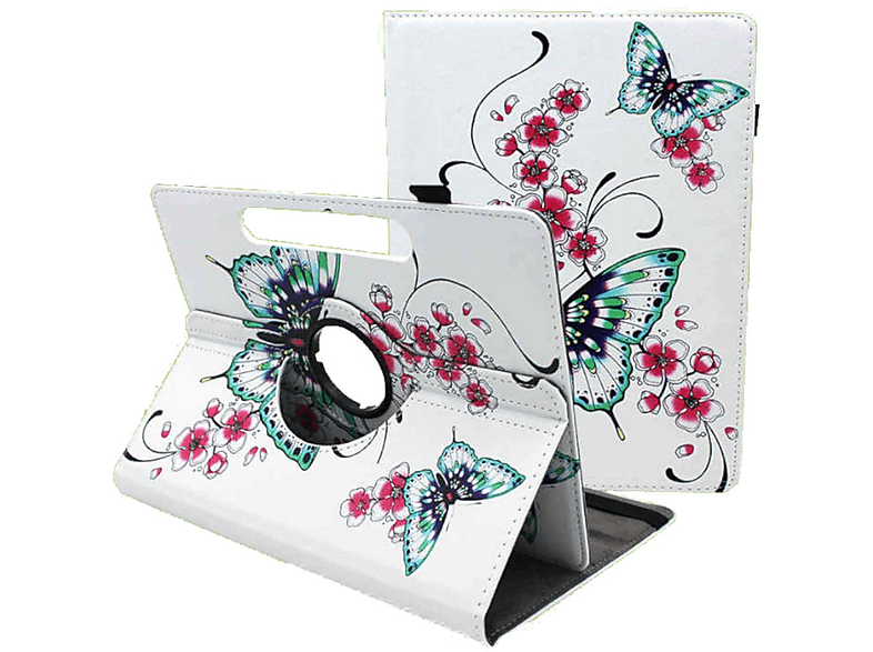 WIGENTO Universelle 360 Grad Rotation aufstellbare Motiv Tasche Tablethülle Full Cover für Samsung Kunststoff / Silikon / Kunstleder, Weiß mit Druck